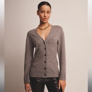 NAADAM Signature Cashmere Fitted Cardigan, Medium Gray, Size Small